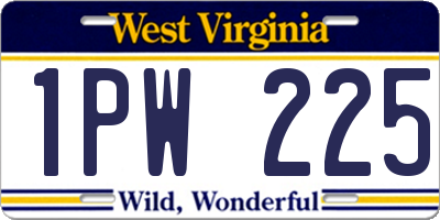 WV license plate 1PW225