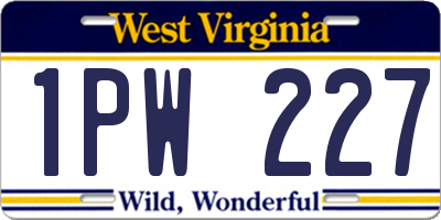 WV license plate 1PW227