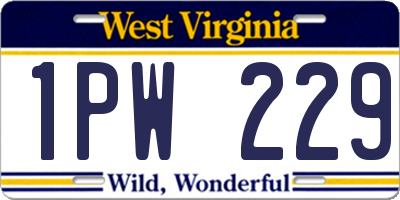 WV license plate 1PW229