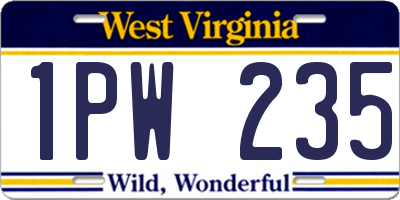 WV license plate 1PW235