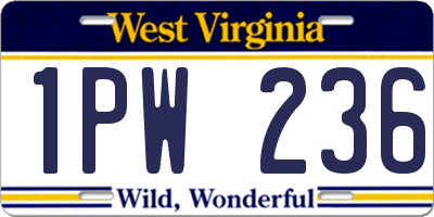 WV license plate 1PW236