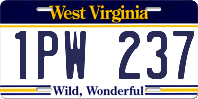 WV license plate 1PW237