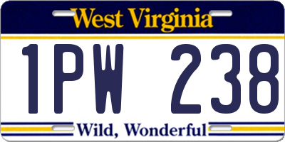 WV license plate 1PW238