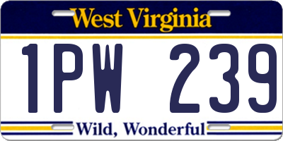 WV license plate 1PW239