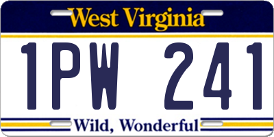 WV license plate 1PW241