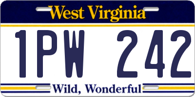 WV license plate 1PW242