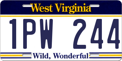 WV license plate 1PW244