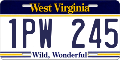 WV license plate 1PW245