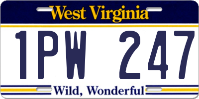 WV license plate 1PW247