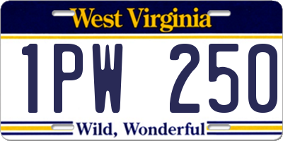 WV license plate 1PW250
