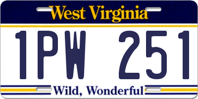 WV license plate 1PW251