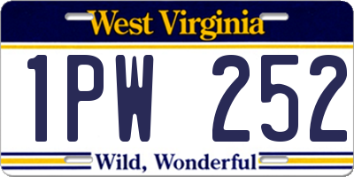 WV license plate 1PW252