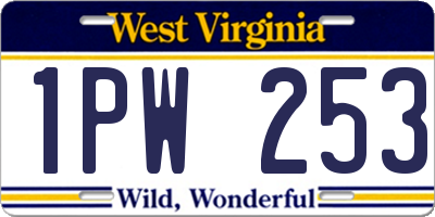 WV license plate 1PW253