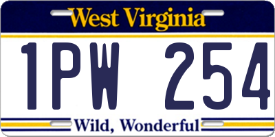 WV license plate 1PW254