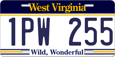 WV license plate 1PW255