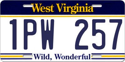 WV license plate 1PW257