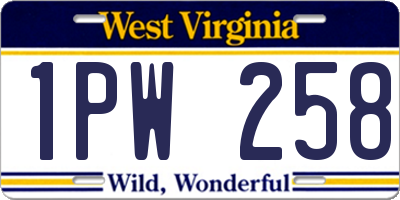 WV license plate 1PW258