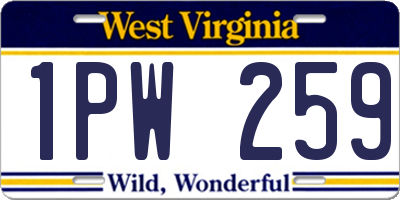 WV license plate 1PW259