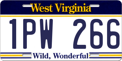 WV license plate 1PW266