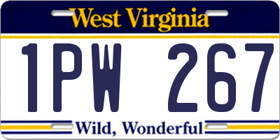 WV license plate 1PW267