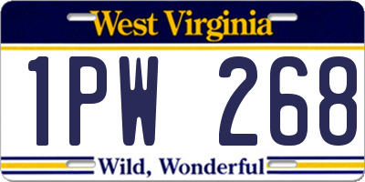 WV license plate 1PW268