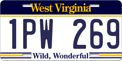 WV license plate 1PW269