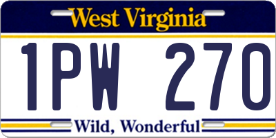WV license plate 1PW270