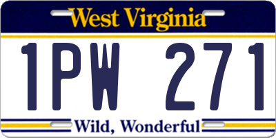 WV license plate 1PW271