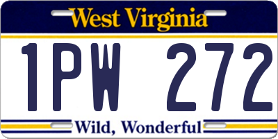 WV license plate 1PW272