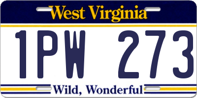 WV license plate 1PW273