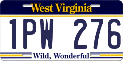 WV license plate 1PW276