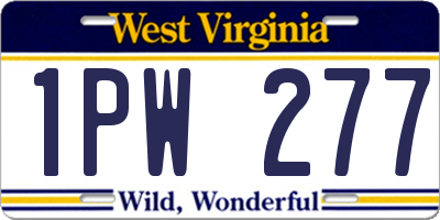 WV license plate 1PW277