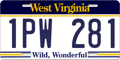 WV license plate 1PW281