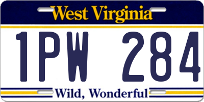 WV license plate 1PW284