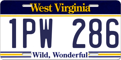 WV license plate 1PW286