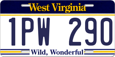 WV license plate 1PW290