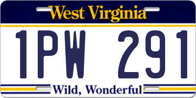 WV license plate 1PW291