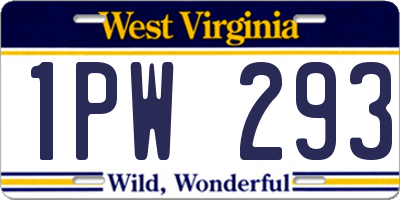 WV license plate 1PW293