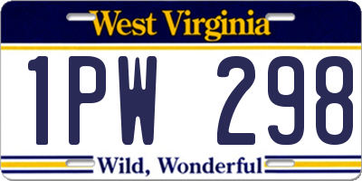 WV license plate 1PW298