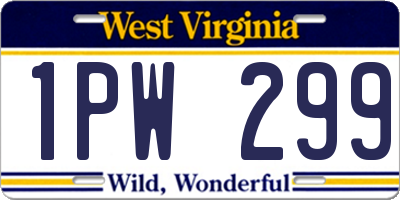 WV license plate 1PW299