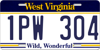 WV license plate 1PW304