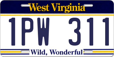 WV license plate 1PW311