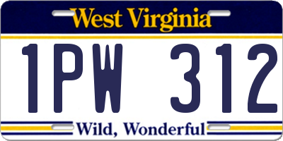 WV license plate 1PW312