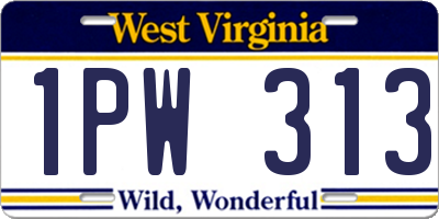 WV license plate 1PW313