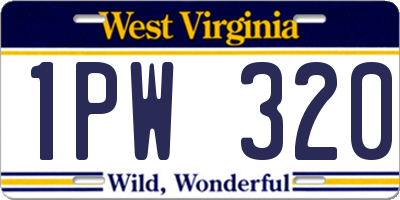 WV license plate 1PW320