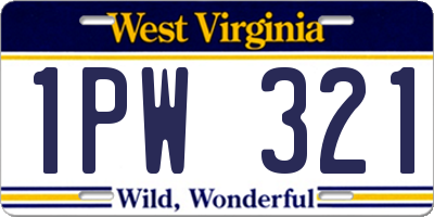 WV license plate 1PW321
