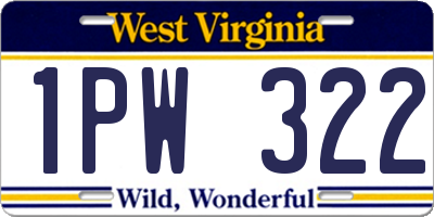 WV license plate 1PW322