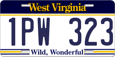 WV license plate 1PW323