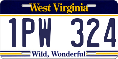 WV license plate 1PW324