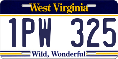 WV license plate 1PW325